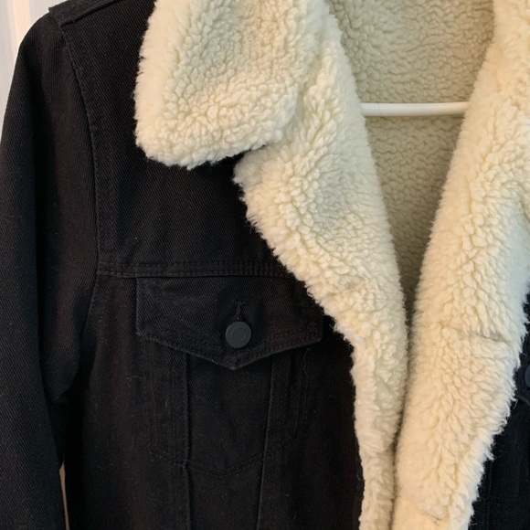 ASOS corduroy faux fur jacket; size Small; black corduroy; never worn - Picture 2 of 4